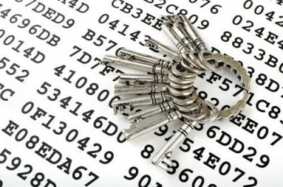 Data sheet ring of silver keys laying across