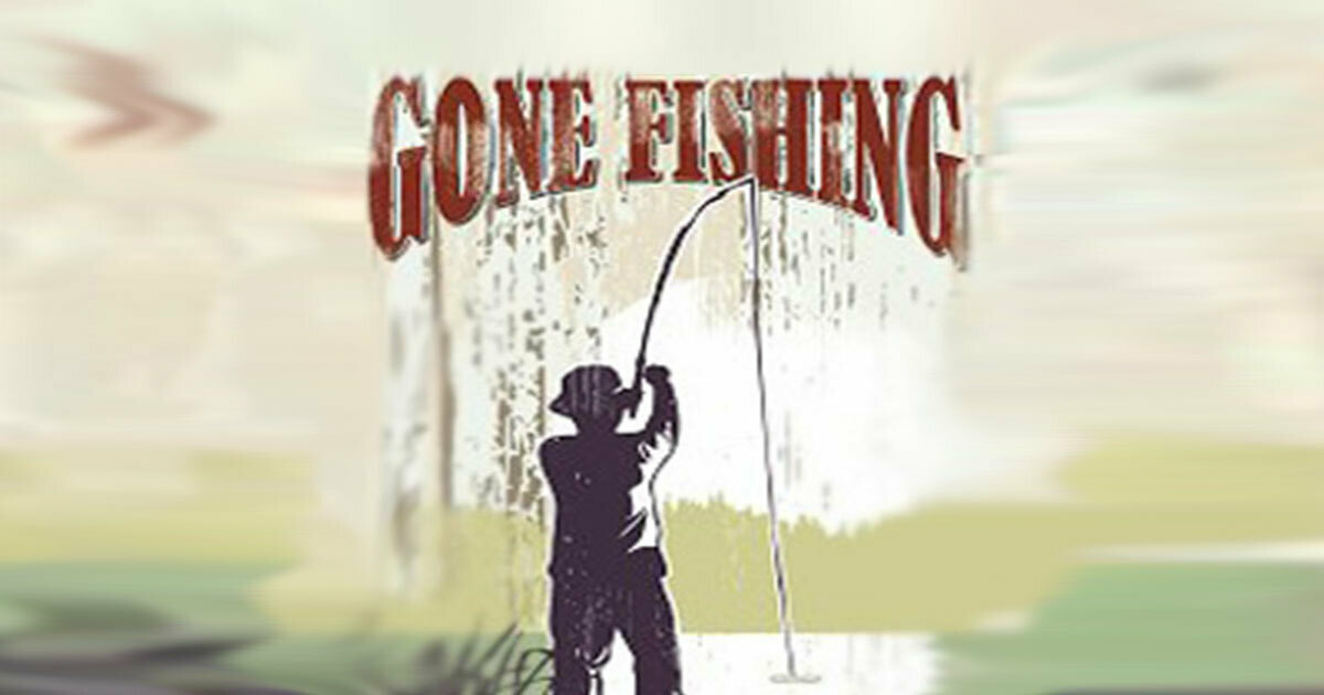Illustration of man fishing in lake