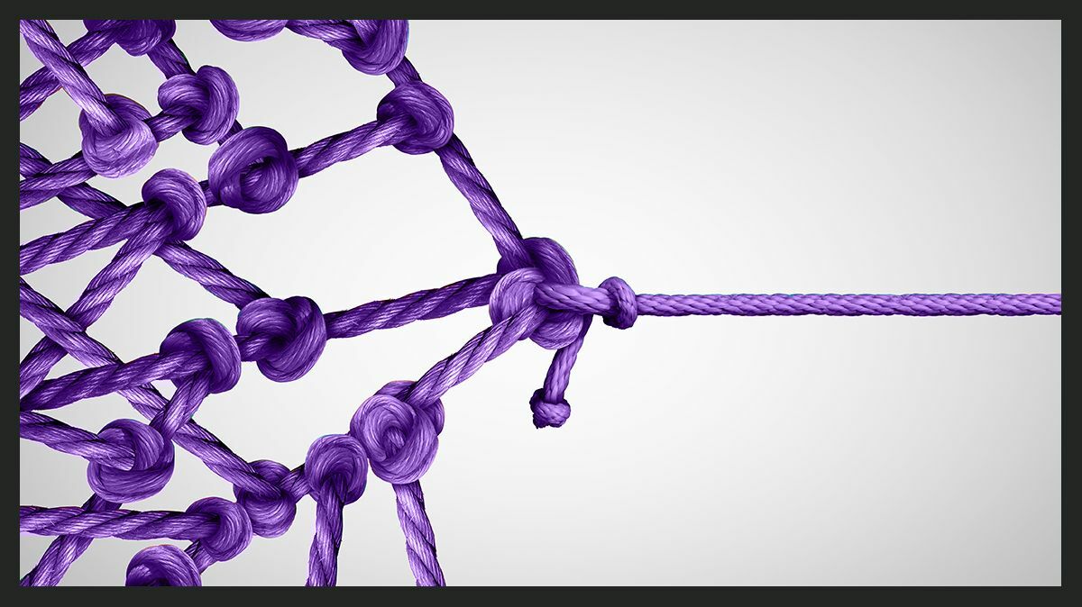Illustration purple rope knotted together