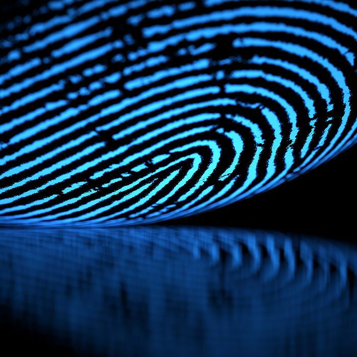 Up close fingerprint in neon
