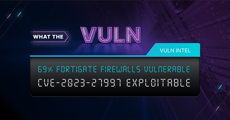 Dark purple background What the Vuln neon purple letters and title in blue and white code font letters and numbers.