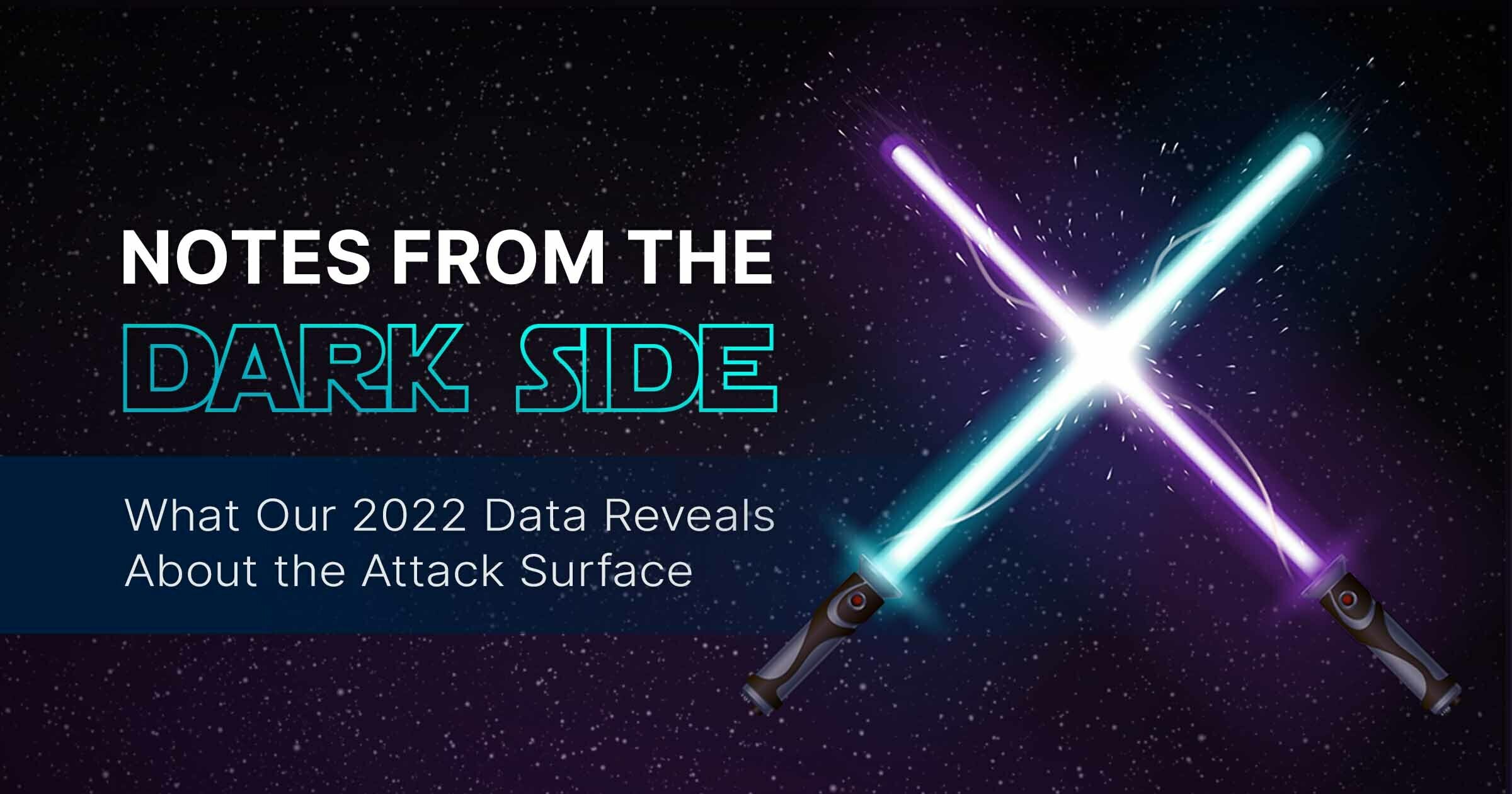 Webcast title: Notes from the dark side next to two light cybers on dark purple background.