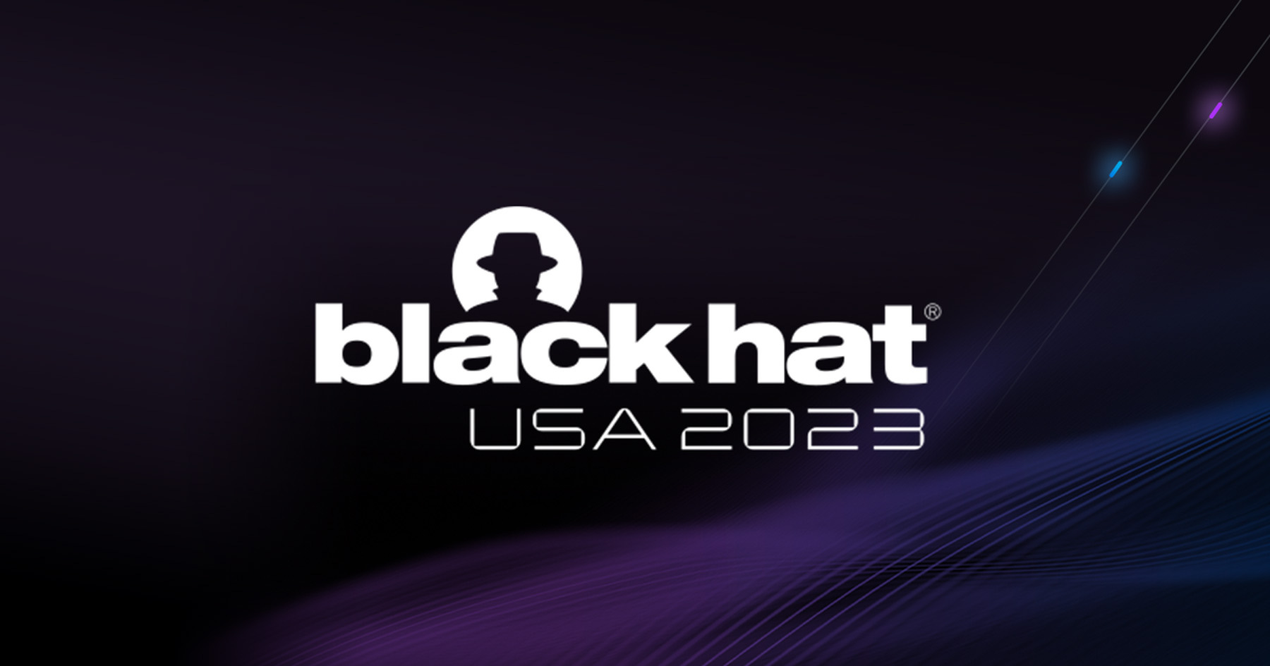 Black Hat USA 2023 white logo on dark background.