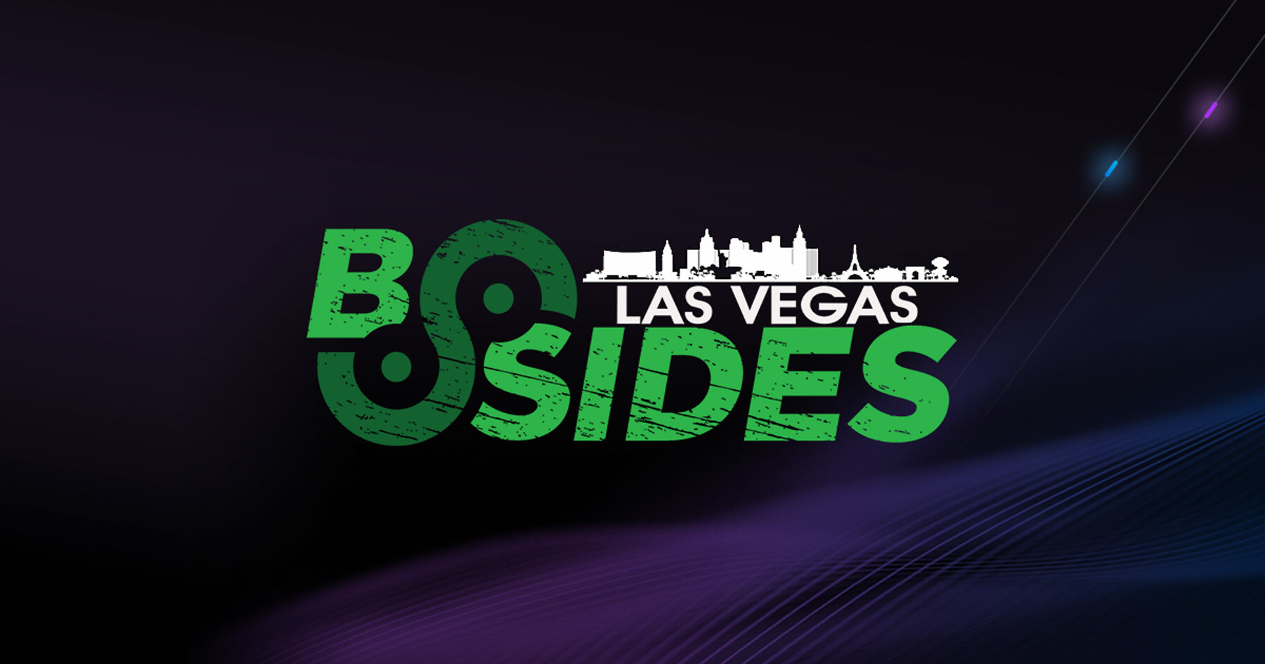 Bsides Las Vegas green logo on dark purple background.