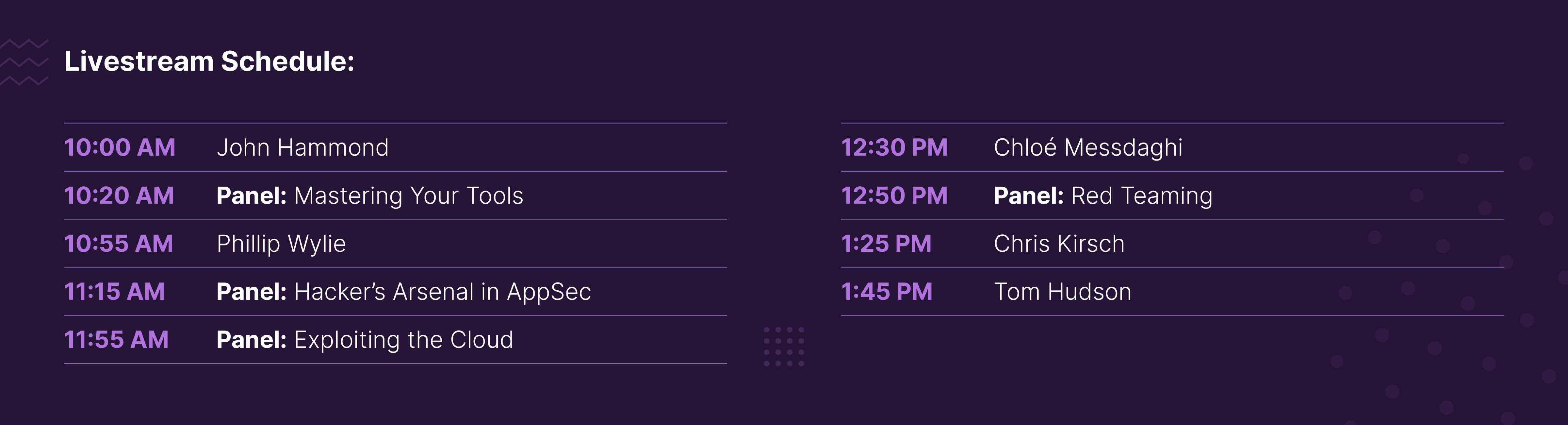 2023 Q3 CAMP Event HSC Livestream Digital Lander Schedule