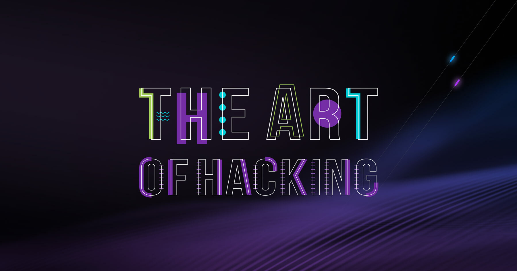 The Art of Hacking neon logo on dark background.