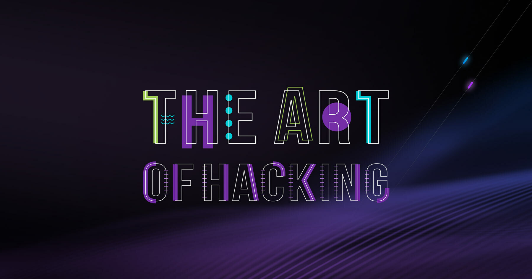 The Art of Hacking neon logo on dark background.