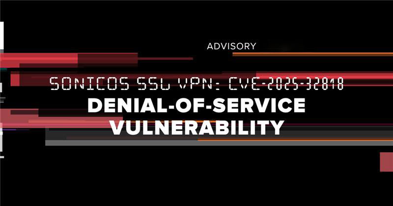 Advisory Sonic OS SSL VPN DOS 2025 32818 with Bishop Fox branding.
