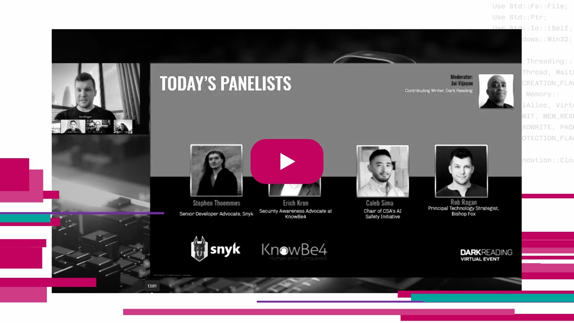 Screenshot of "Dark Reading Panel: Promise & Peril of AI" video thumbnail.