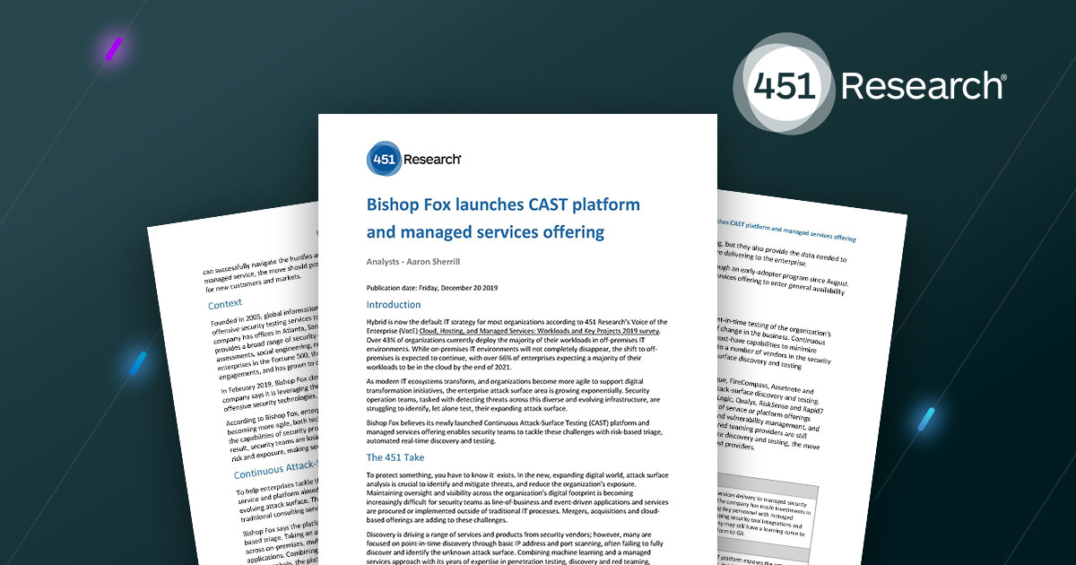 Bishop Fox CAST Review by 451 Research Analyst