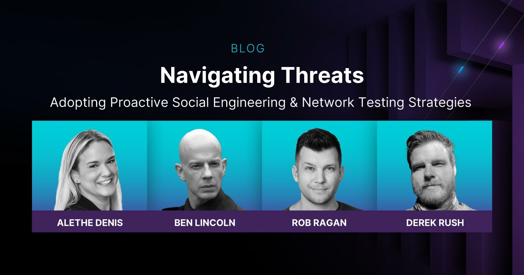 Four headshots of webcast speakers with names and titles.