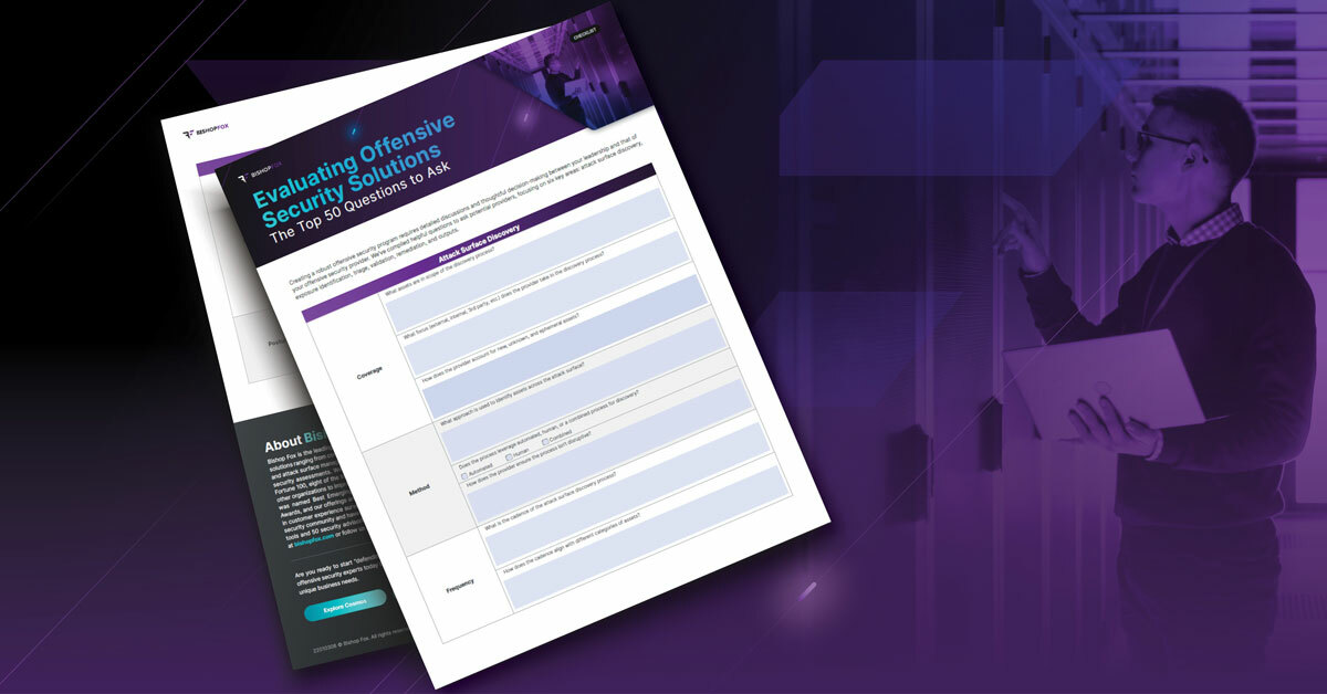 Top 50 Questions to Ask When Evaluating Offensive Security Providers check list first page preview