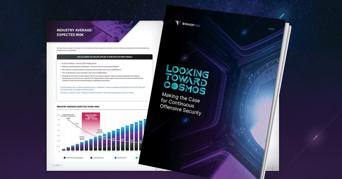 Bishop Fox eBook cover Looking Toward Cosmos: Business Justification for Continuous Penetration Testing.