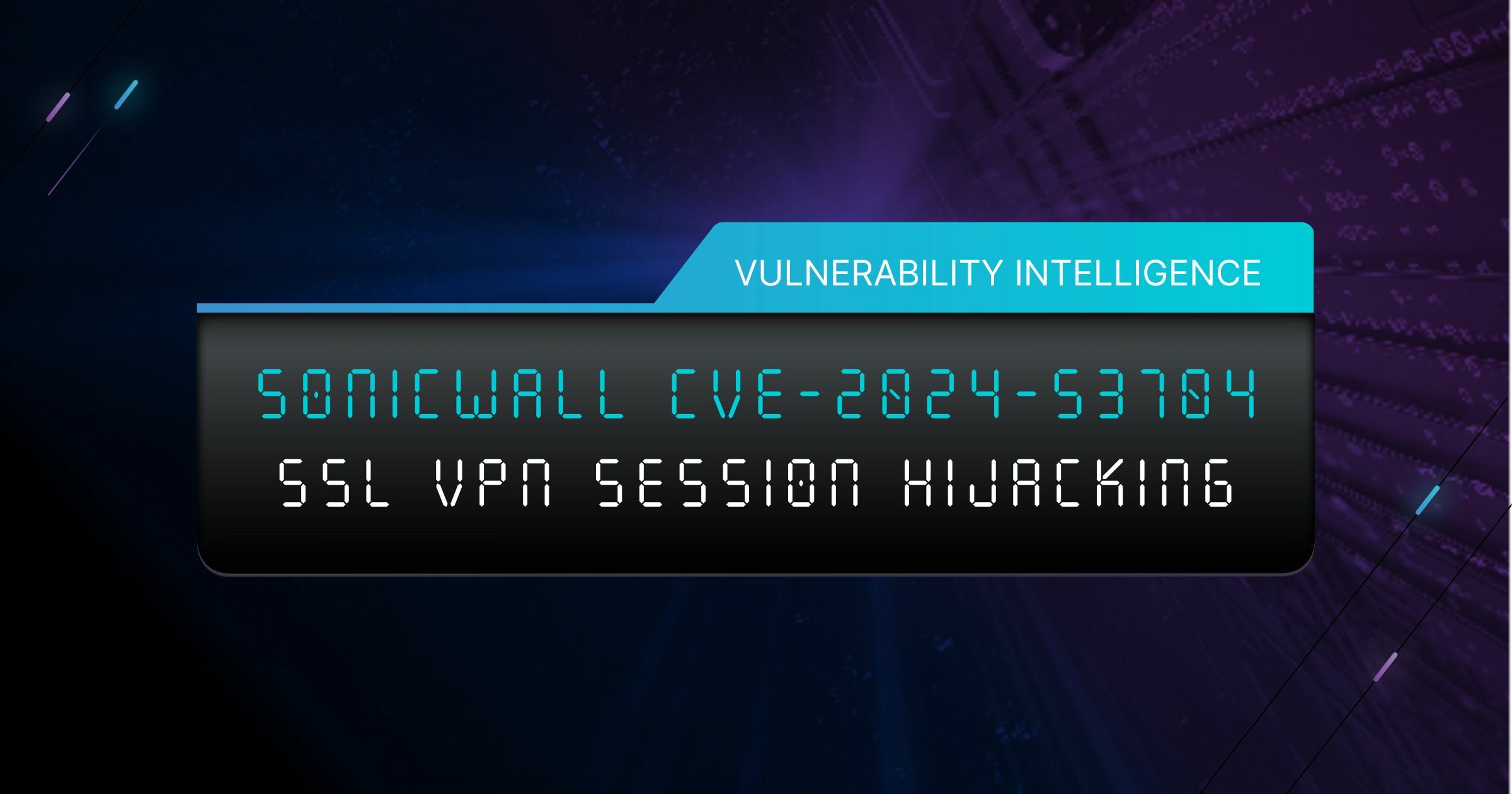 SonicWall CVE-2024-53704 title with vulnerability intelligence tag: SSL VPN Session Hijacking.