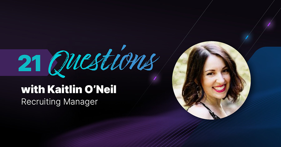 Video of 21 Questions series with Kaitlin O'Neil headshot on dark background.