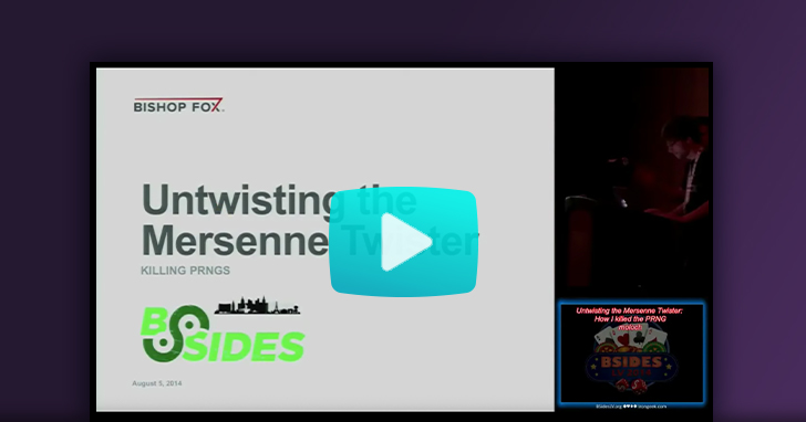 Watch our Bsides lv 2014 untwisting the mersenne twister how i killed the prng video