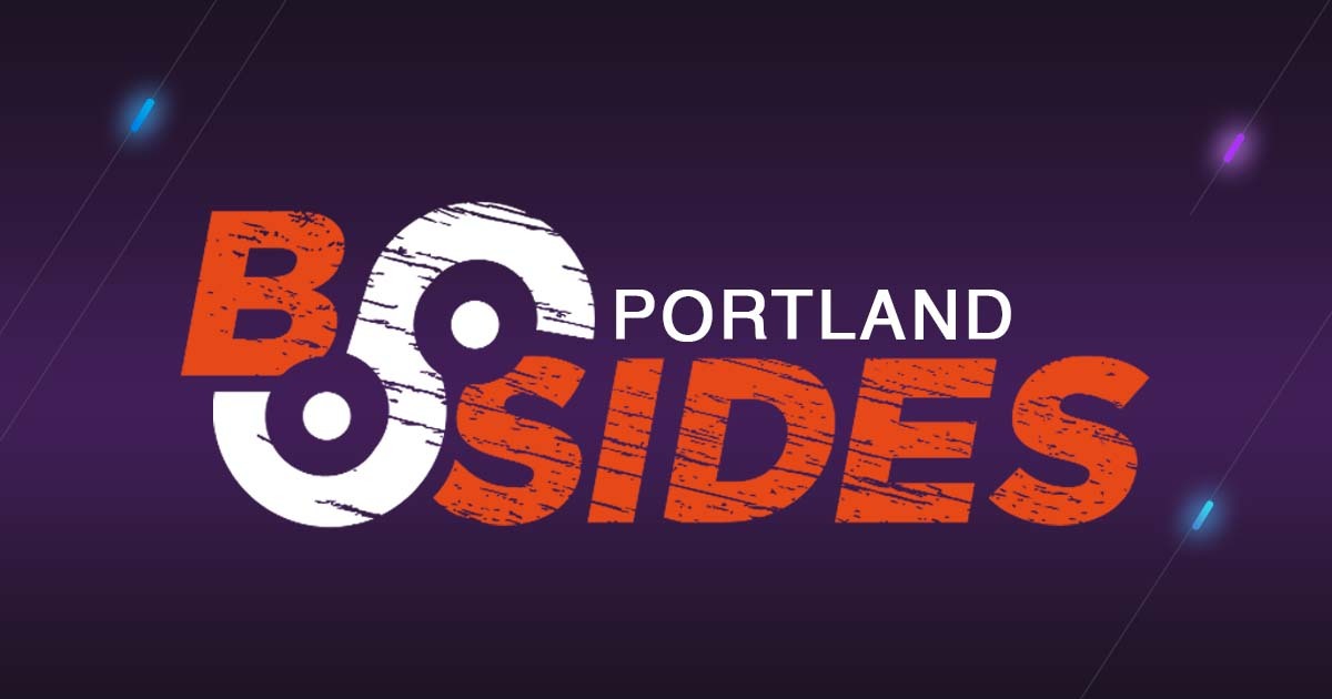 Logo of BSides Portland on dark purple background.