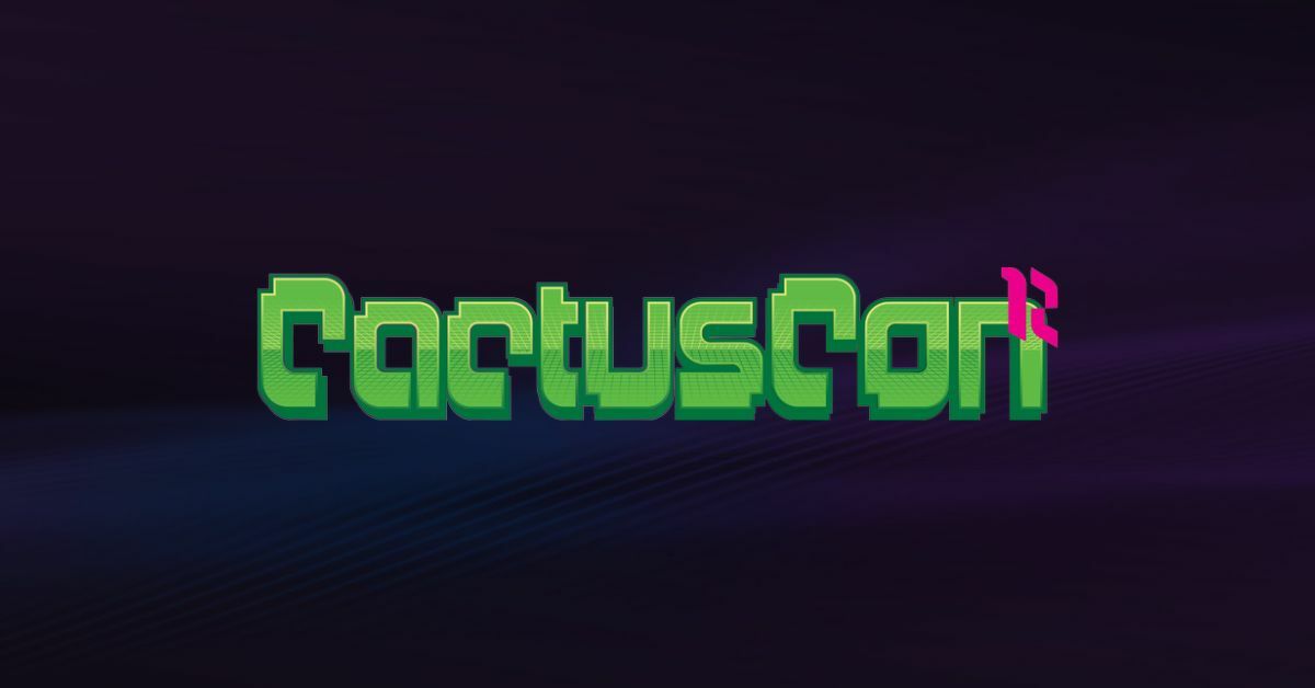 Cactus Con 12 logo with green cactus lettering and a pink 12.
