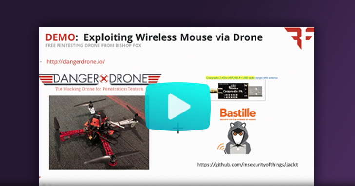 Watch our drone hacking wireless mouse flyby hijack with dangerdrone video