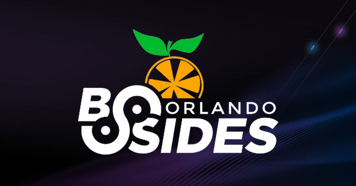 BSides Orlando logo on dark purple background.
