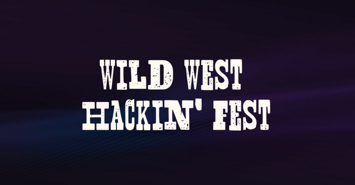 Wild West Hackin Fest security conference logo on Bishop Fox purple background