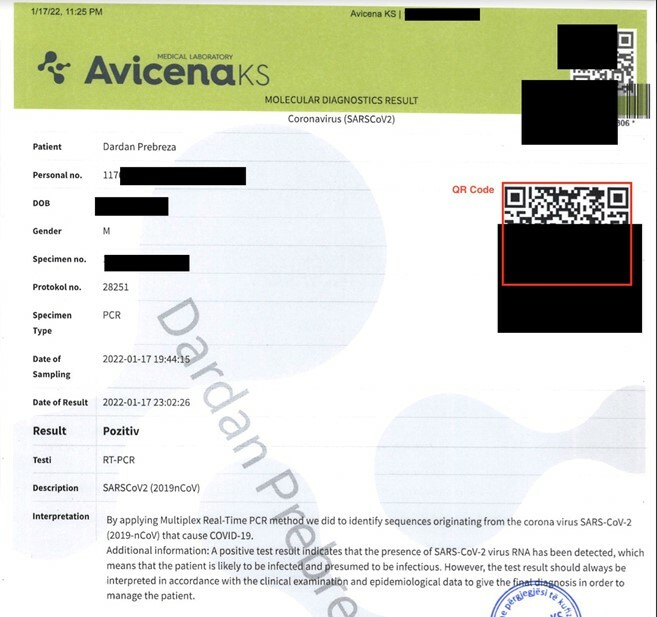 FIGURE 1- Example of AvicenaKS COVID-19 results sheet