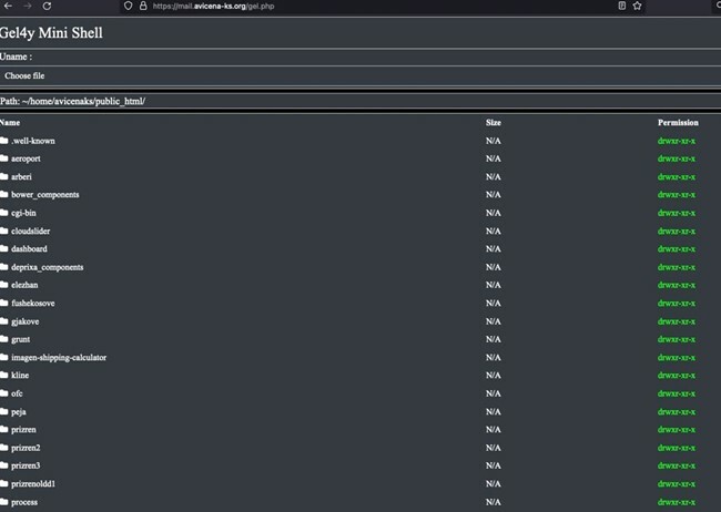 FIGURE 5 - Screenshot of PHP webshell found on Avicena's host server