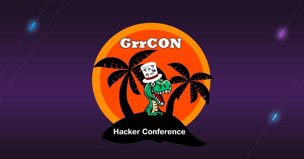 GrrCon Hacker Conference logo with green Trex on an island with two palm trees. Alissa Gilbert (dnsprincess) to Present at GRRCon.