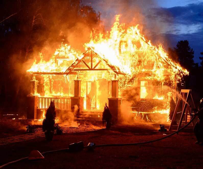 House engulfed in flames