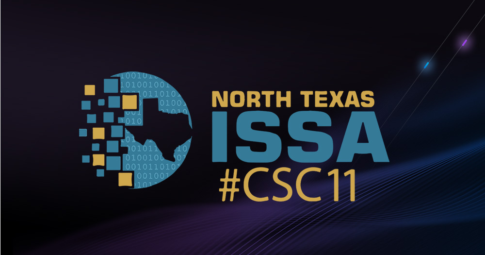 North Texas ISSA #CSC11 conference teal and yellow logo on black background.