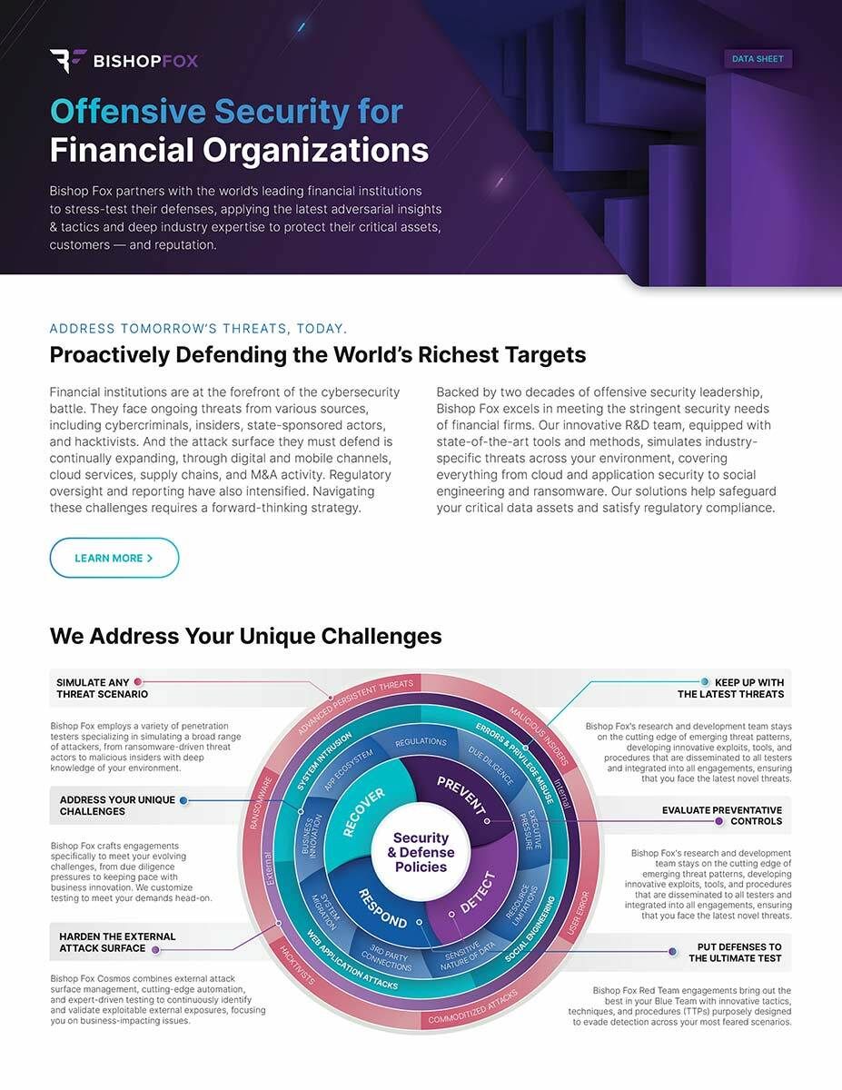 Offensive Security for Financial Services datasheet