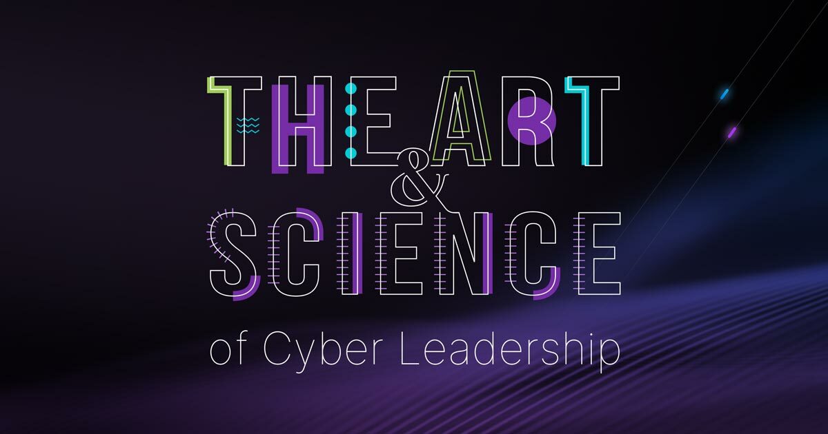 The art & science of cuber leadership neon logo on dark purple background.