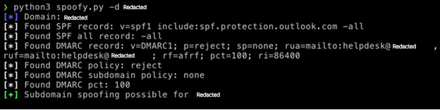 Example of domain susceptible to spoofing