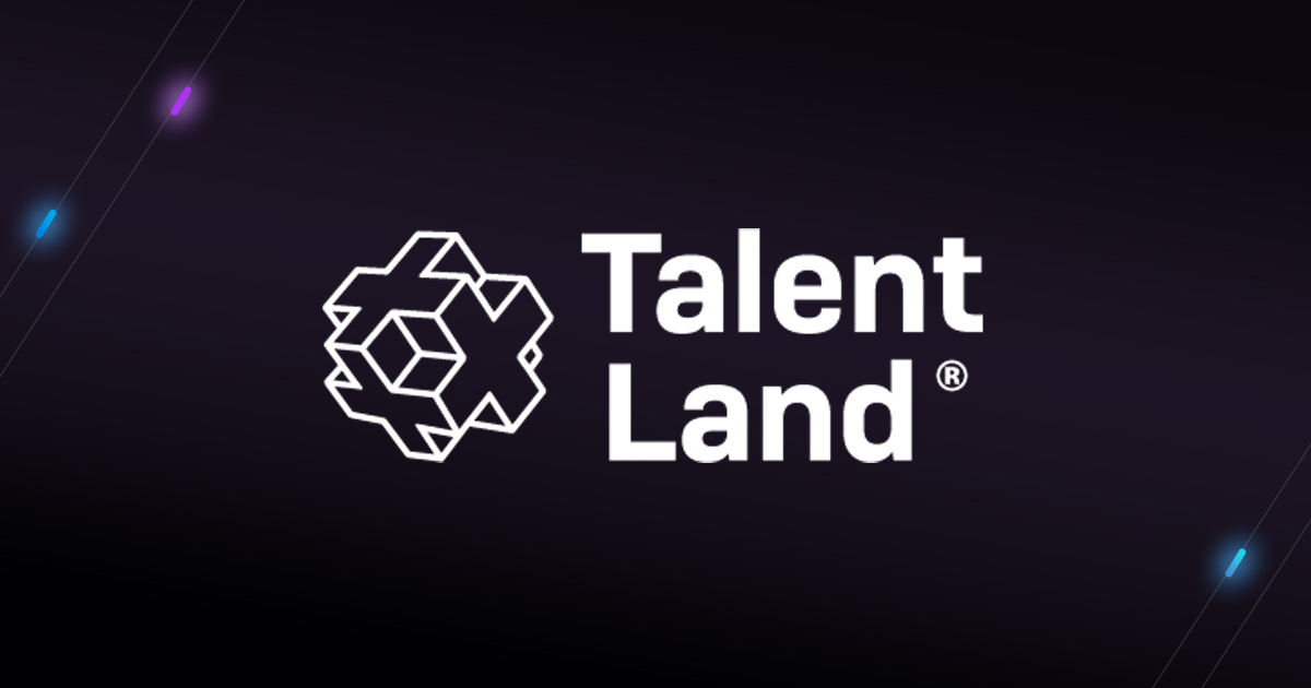 Talent Land event white logo on dark background.