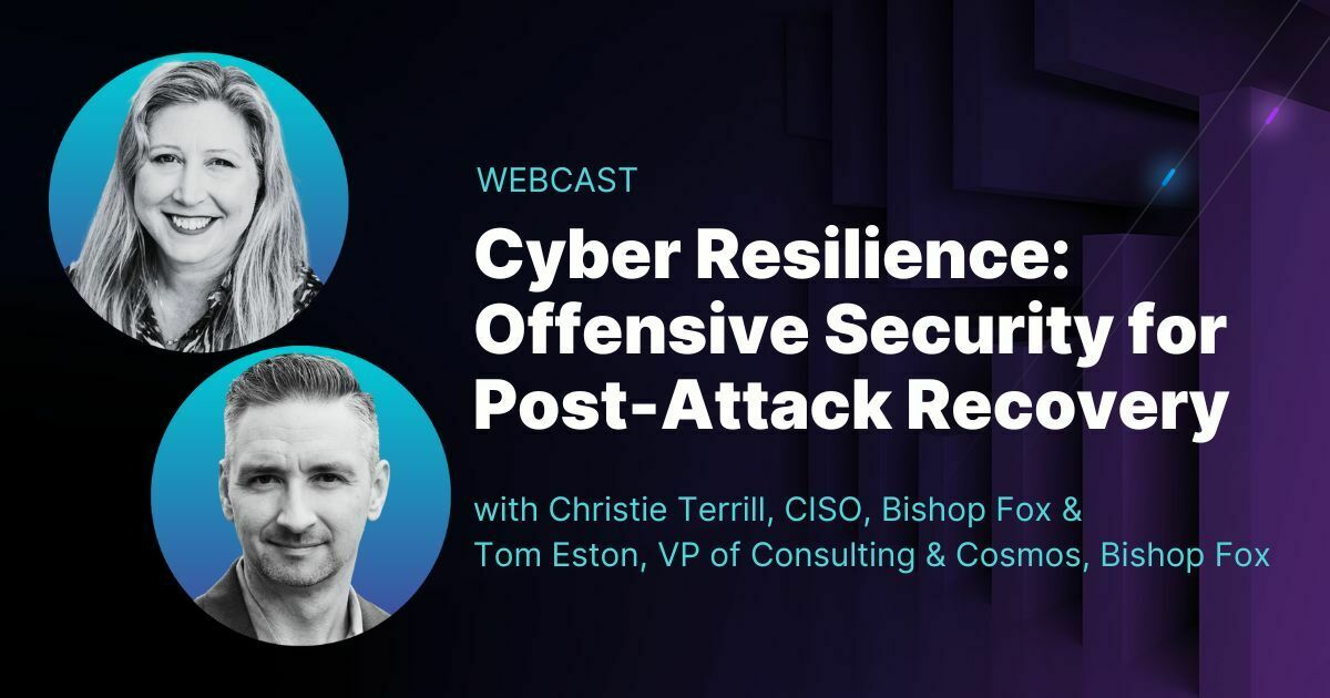 Webcast title plus headshot of the two speakers, Chistie Terrill and Tom Eston.