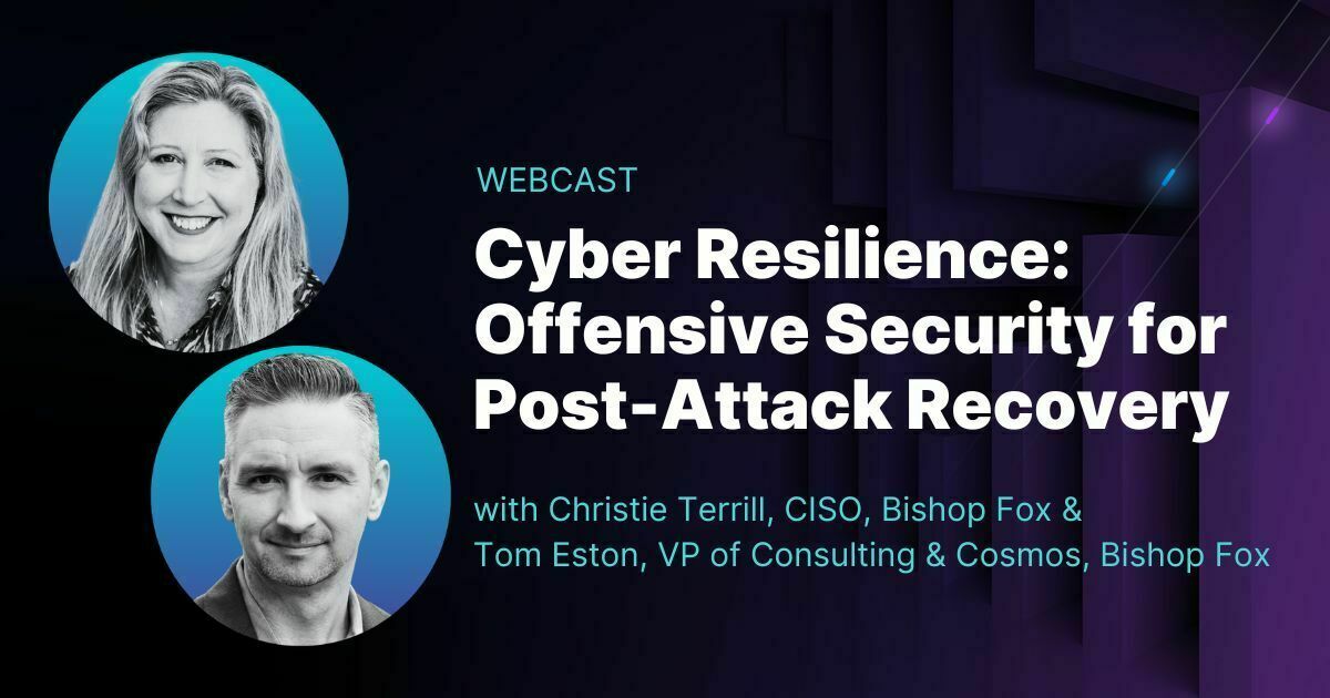 Webcast title plus headshot of the two speakers, Chistie Terrill and Tom Eston.