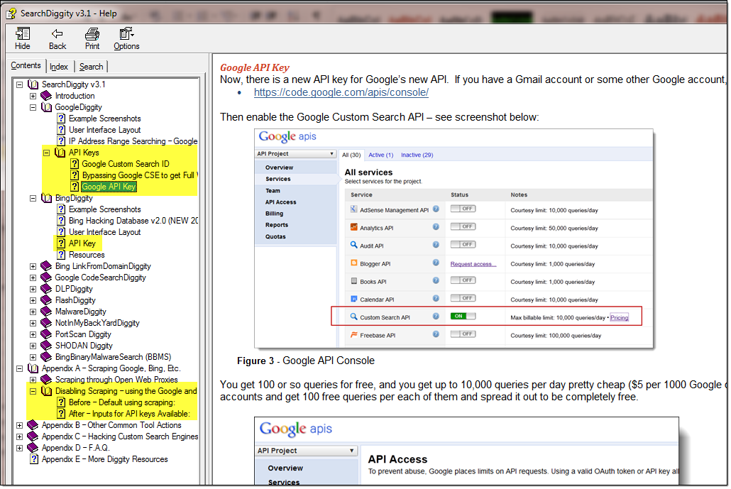SearchDiggity - Help File - API Sections 11.SearchDiggity-Help_File-API_Sections