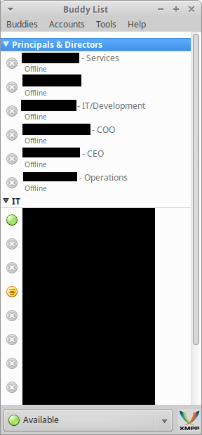 Screenshot of Default Roster Detailing Company Structure