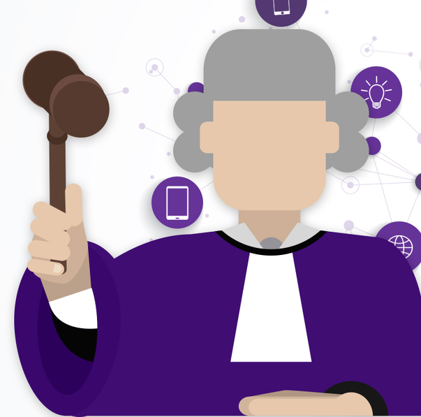 Illustration of judge with gavel