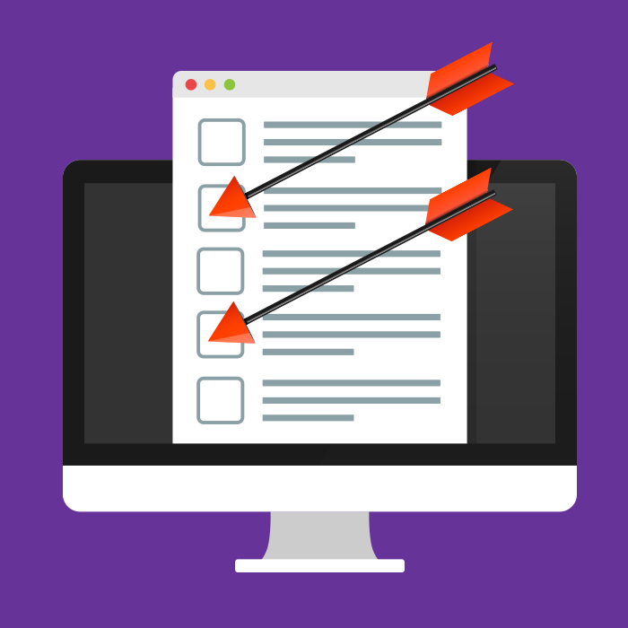 Illustration of computer monitor with a form stuck to it with arrows. What Makes a Good Penetration Test?.