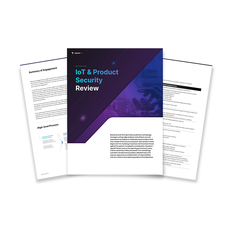 IoT and Product security review mock up of the methodology.