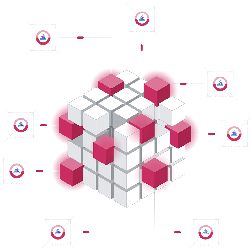 Big cube composed of smaller cubes coming out representing in-depth secure code review.