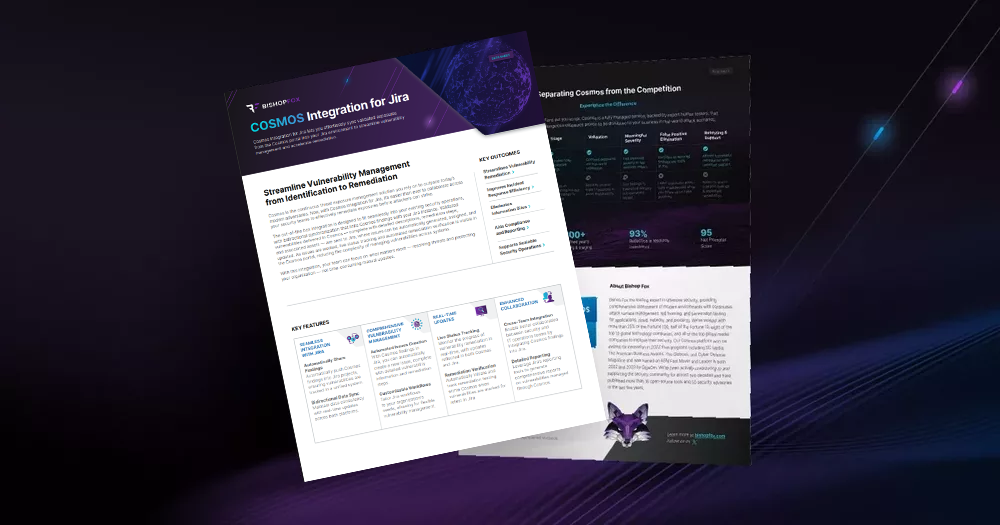 Cover page of the datasheet for the Cosmos integration with Jira.