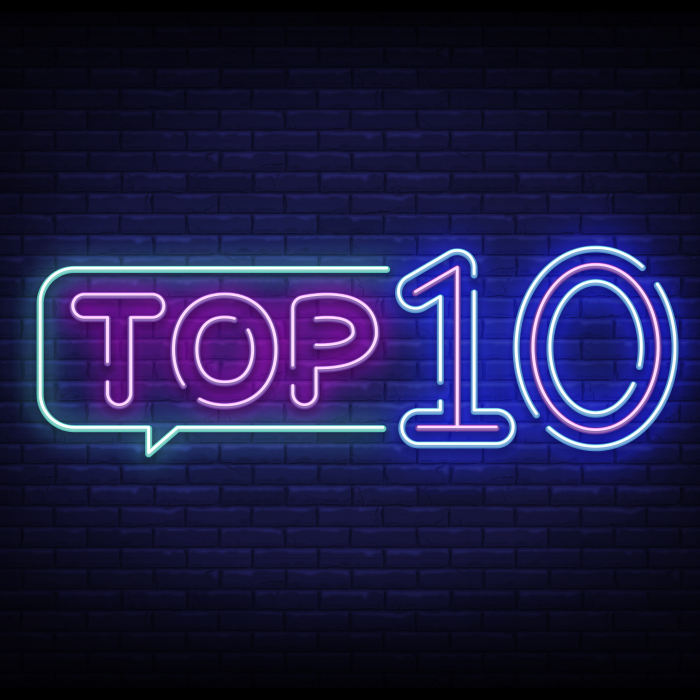 Neon sign reading top 10