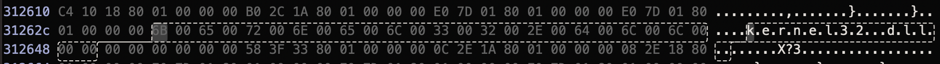 Result in the hex editor showing as a really wide string