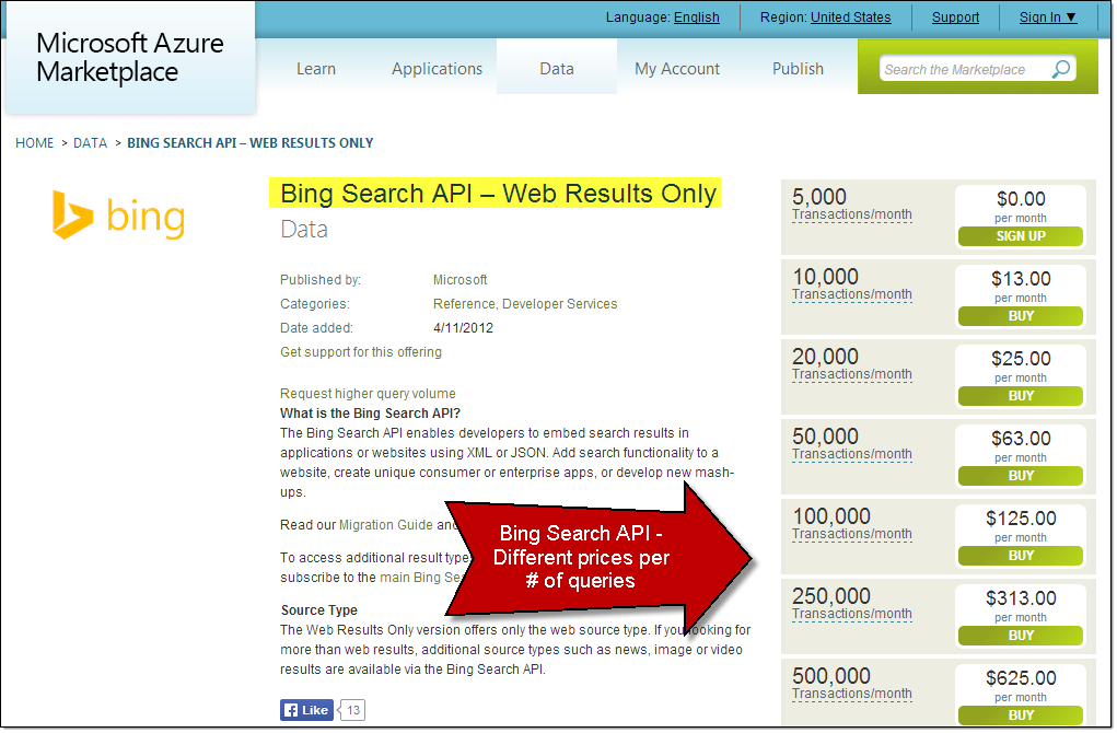 Bing Search API – Web Results Only - Pricing 6.BingSearchAPI-Pricing
