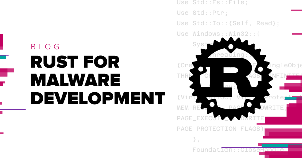 Rust for Malware Development tile image with Rust logo and Bishop Fox branding.