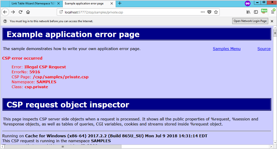 The application returned an error message, as shown here.