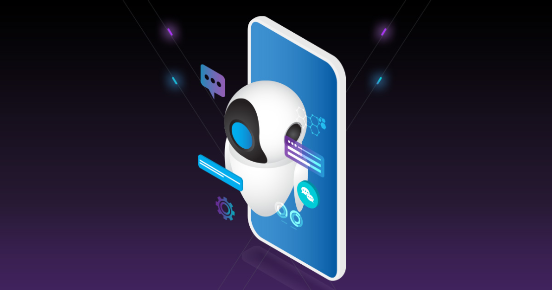 Illustration robot cell phone open apps