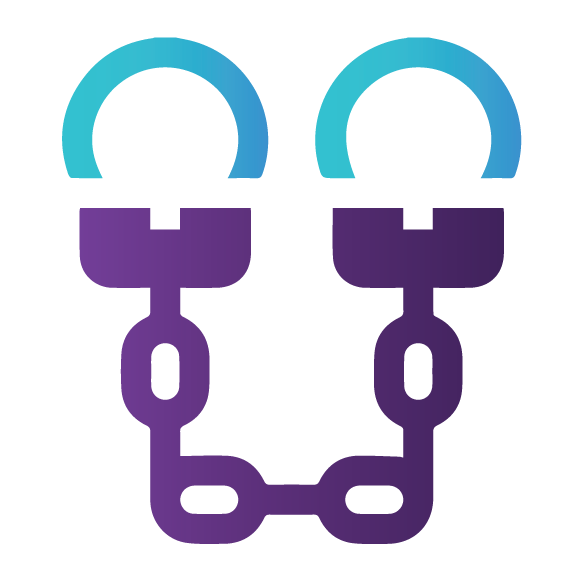 Break free icon with open manacles.